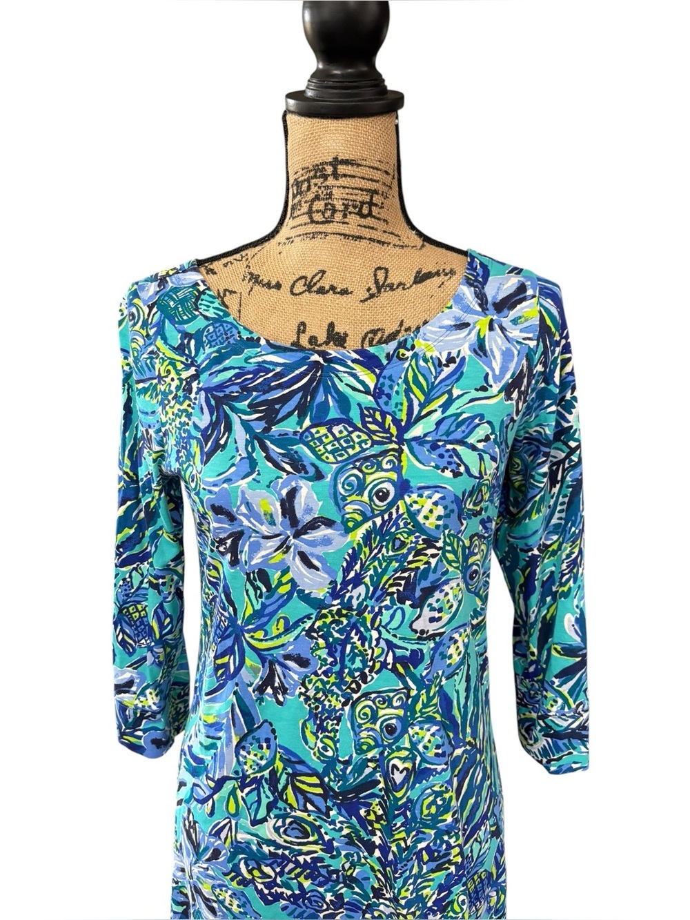 Lilly Pulitzer Hollee Dress Sneak A Break Floral Bennett Blue Cutout Size Small - Picture 4 of 10